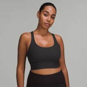 Lululemon Women's Black Medium Support Energy Ribbed Longline Bra Size 8